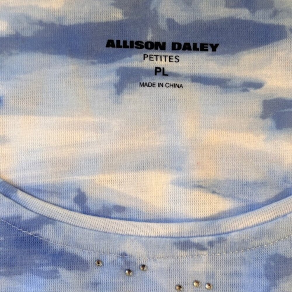 Allison Daley Womens PL Jersey Knit Pullover 3/4 Sleeve Top Cafe Amor Print NWT - Picture 6 of 12